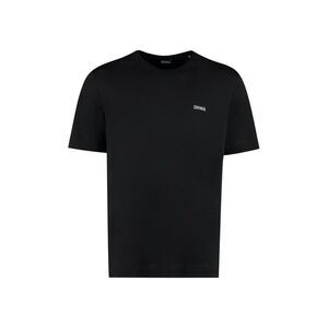 ZEGNA Crew Neck T-Shirt with Embroidered Logo Men BLACK T-Shirts
